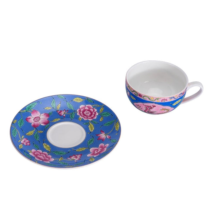 [Pickup Only] Blossom Prosperity Cup and Saucer 200ml (Blue)