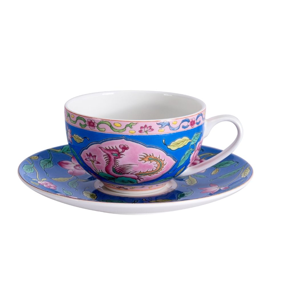 [Pickup Only] Blossom Prosperity Cup and Saucer 200ml (Blue)