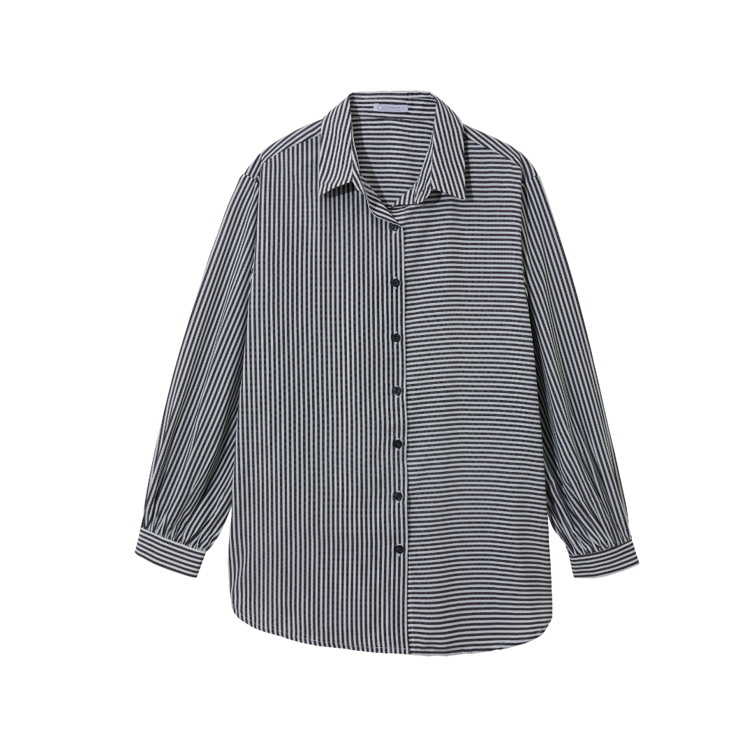 Graphic Striped Blouse (Black)