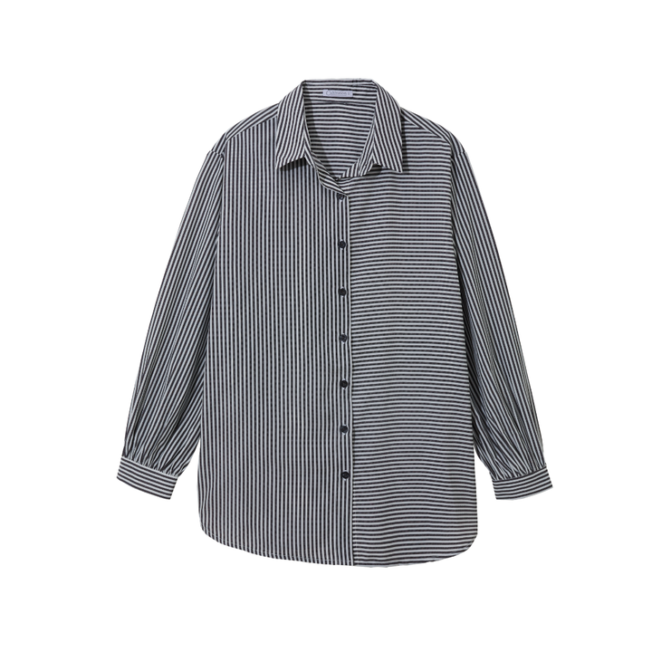 Graphic Striped Blouse (Black)