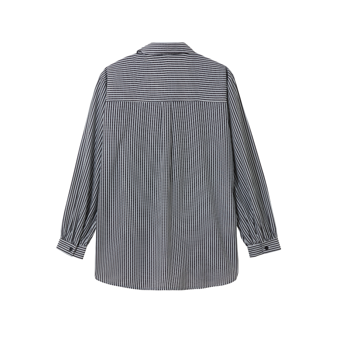Graphic Striped Blouse (Black)