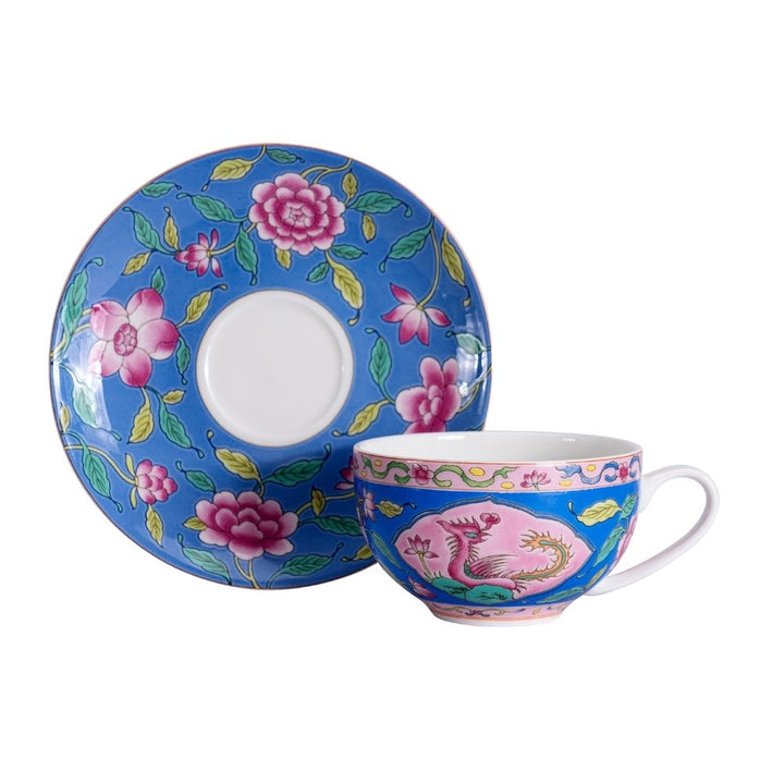 [Pickup Only] Blossom Prosperity Cup and Saucer 200ml (Blue)