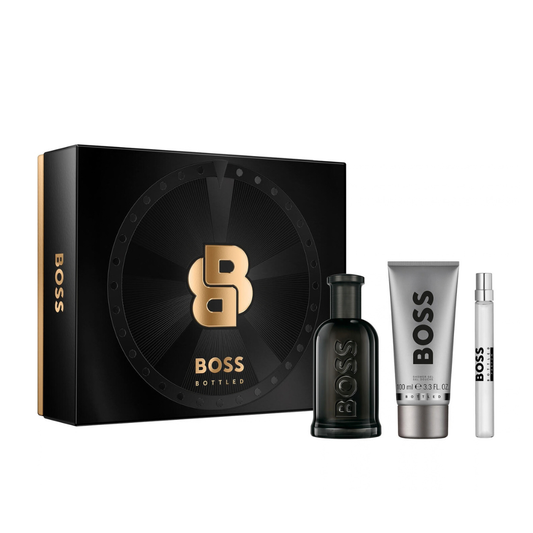 Gift Set 26 : Boss Bottled Parfum 100ml + Pen Spray 10ml + Shower Gel 100ml