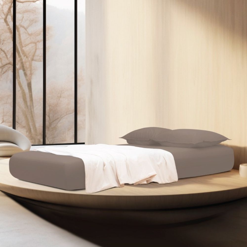100% Long Staple Cotton Solid 1100TC Fitted Sheet Set - Kurumi Brown