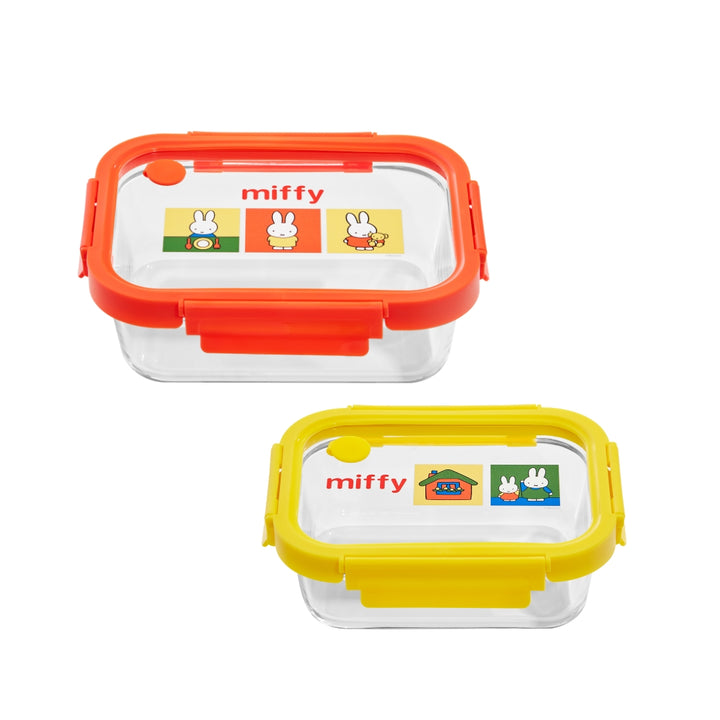 [Miffy x Corelle] Pyrex Rectangle Glass Storage 2pc Set (640ml & 1050ml)