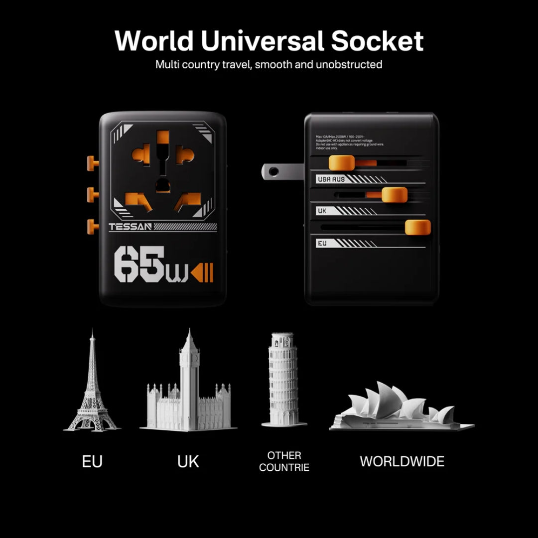 Tessan 65W Universal Travel Adapter 4 Port