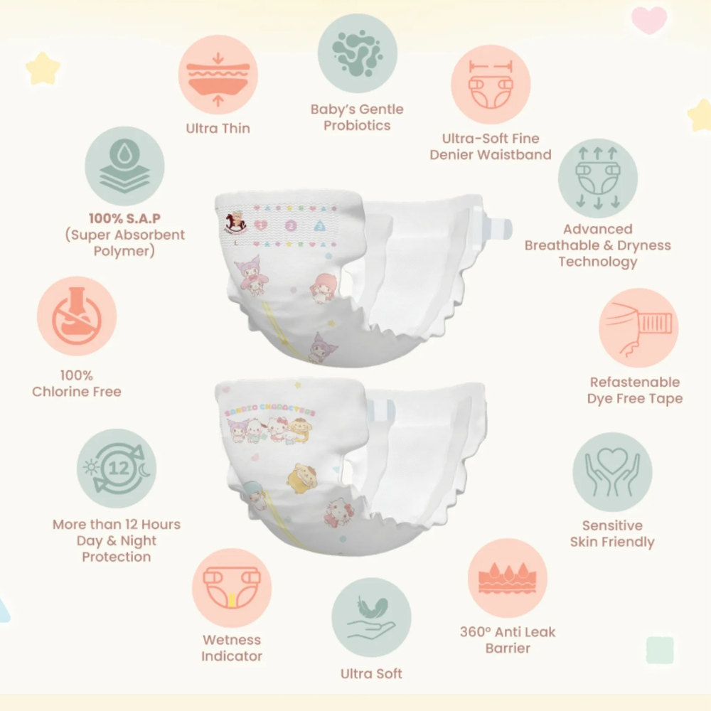 Iconic Babycare x Sanrio Premium Baby Diapers (Tape)