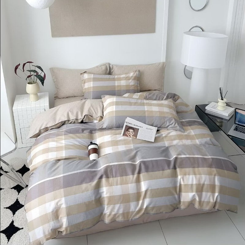 Quilt Cover Set 1000TC (Beige Grey Lining)