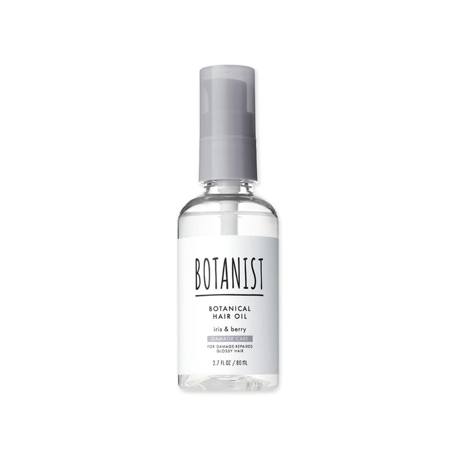 Bottle of Botanist botanical hair oil on a white background