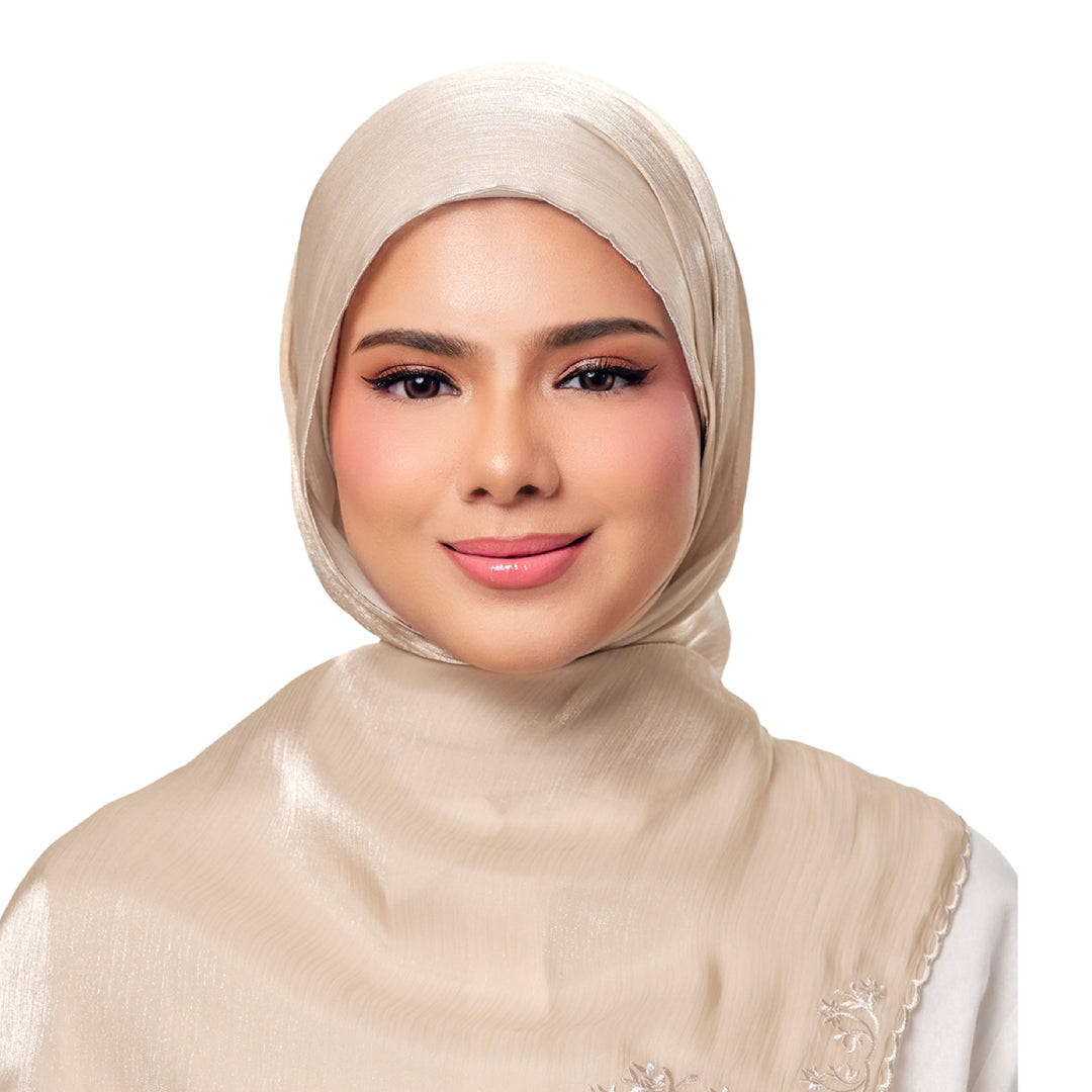 Sulam Juita Shiny Crinkle Satin Chiffon Scarf