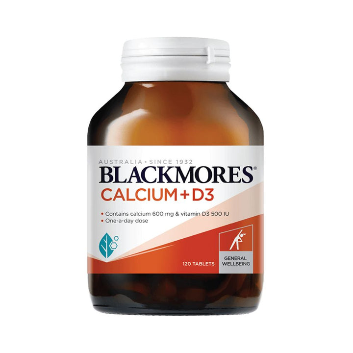 Blackmores Calcium + D3 supplement bottle on a white background