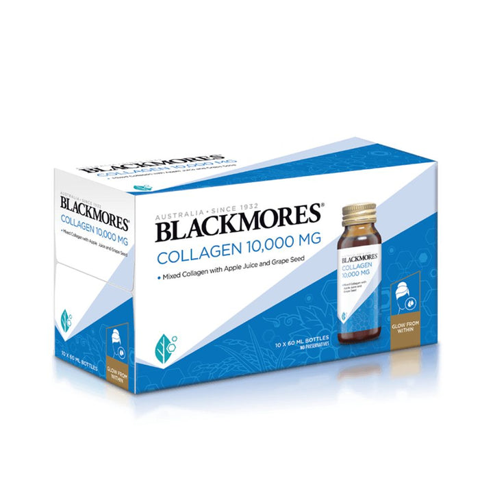 Blackmores Collagen 10,000 MG supplement packaging on a white background