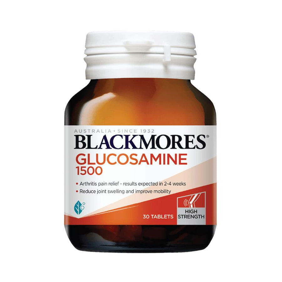Blackmores Glucosamine 1500 supplement bottle on a white background