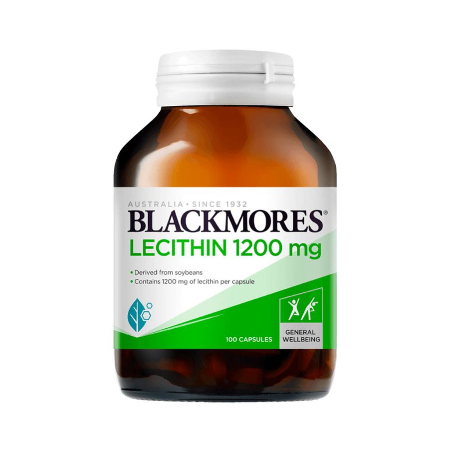 Blackmores Lecithin 1200 mg supplement bottle on a white background