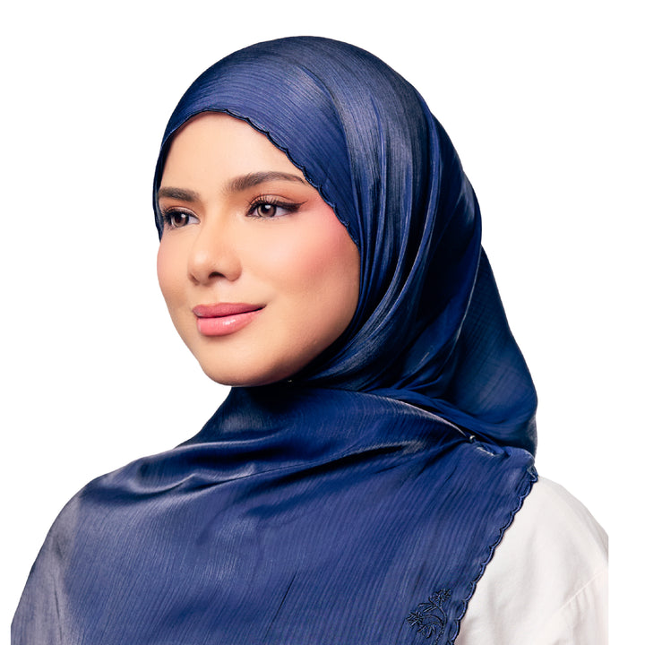 Sulam Juita Shiny Crinkle Satin Chiffon Scarf