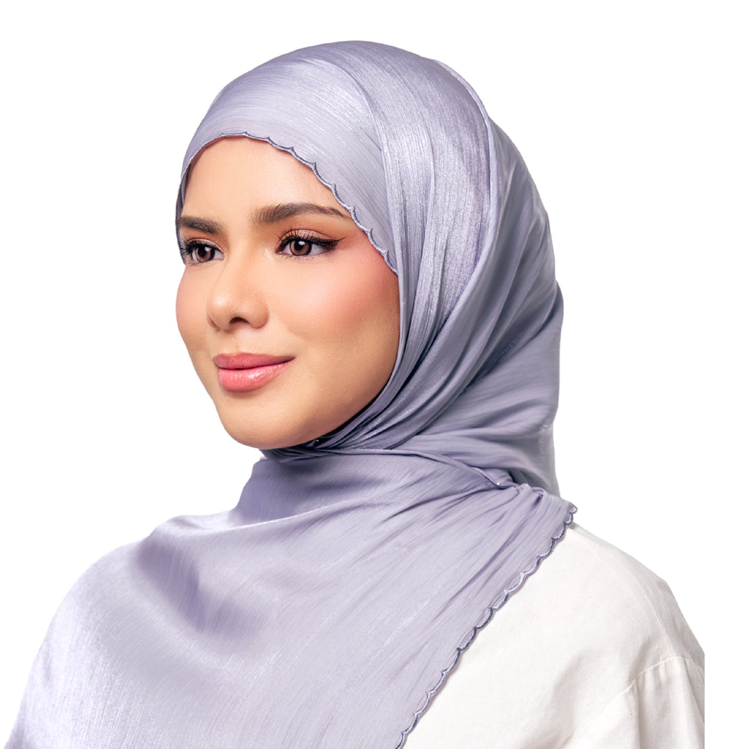 Sulam Juita Shiny Crinkle Satin Chiffon Scarf