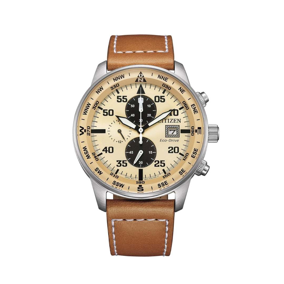 CITIZEN CA0880-15X Eco-Drive Gents Leather 44mm - Beige | Isetan KL Online Store