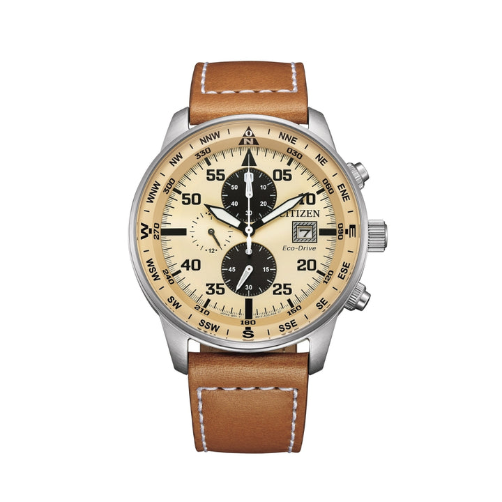 CITIZEN CA0880-15X Eco-Drive Gents Leather 44mm - Beige | Isetan KL Online Store