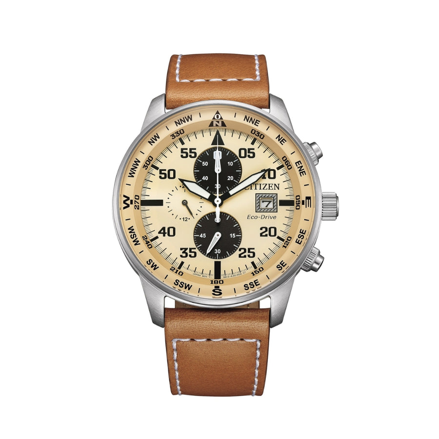 CITIZEN CA0880-15X Eco-Drive Gents Leather 44mm - Beige | Isetan KL Online Store
