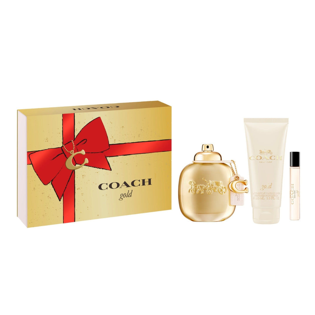 Gift Set 25 : Coach Gold Parfum 90ml + 7.5ml + Body Lotion 100ml