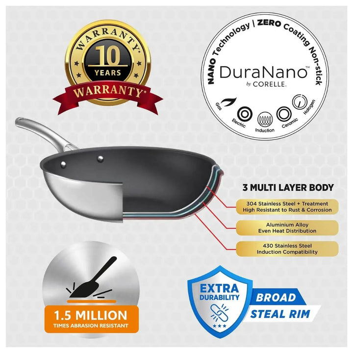 Duranano Uncoated Non-stick Stainless Steel Saucepan 18cm