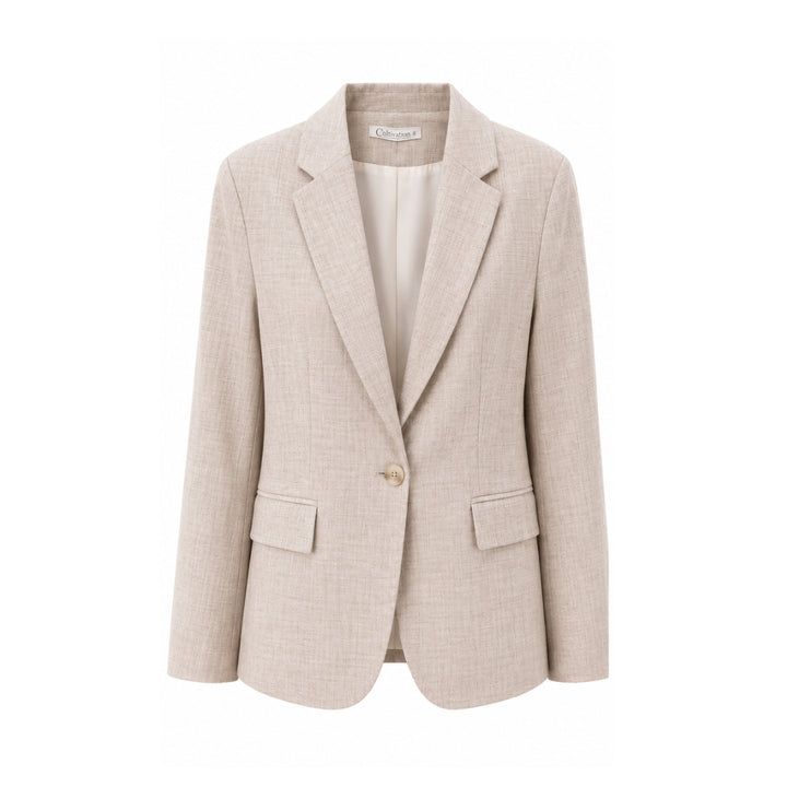 Fitted Linen Blazer (Beige)