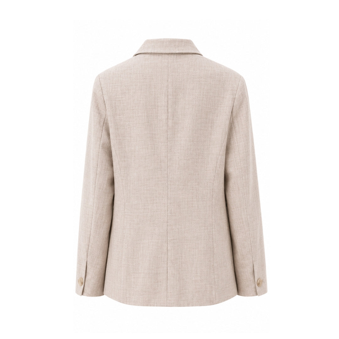 Fitted Linen Blazer (Beige)