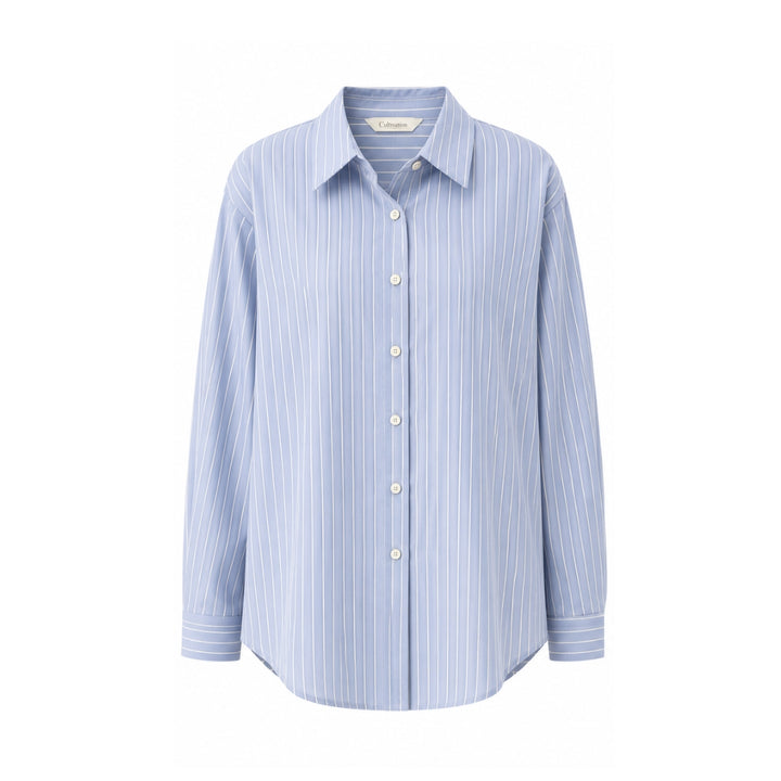 Cotton Stripe Blouse (Blue)