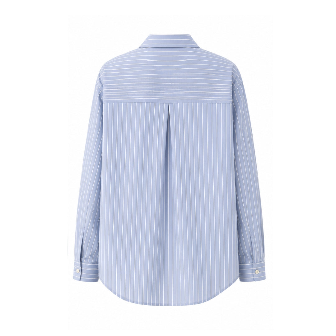 Cotton Stripe Blouse (Blue)