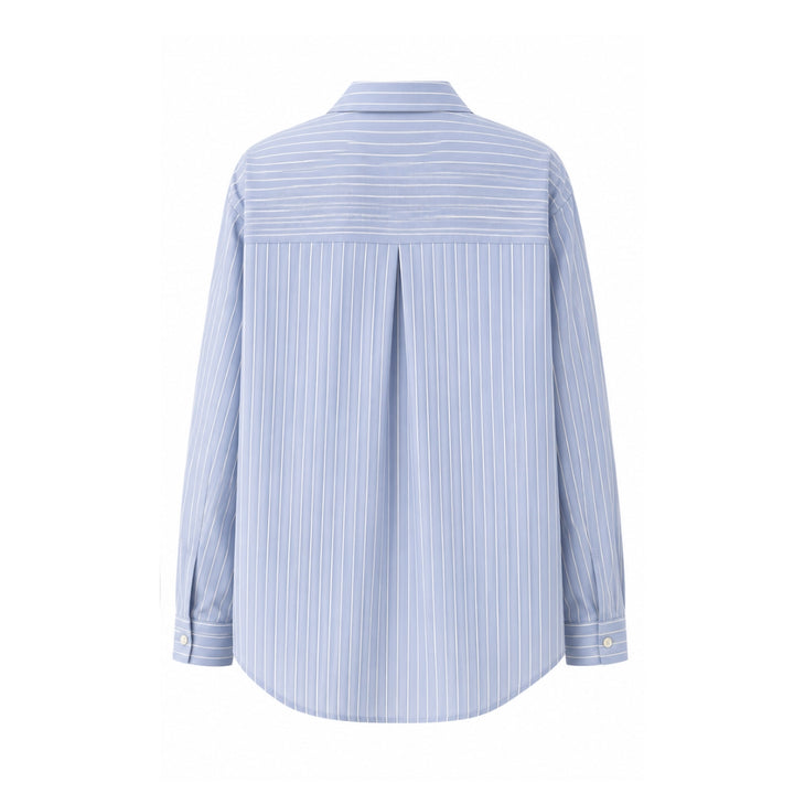 Cotton Stripe Blouse (Blue)