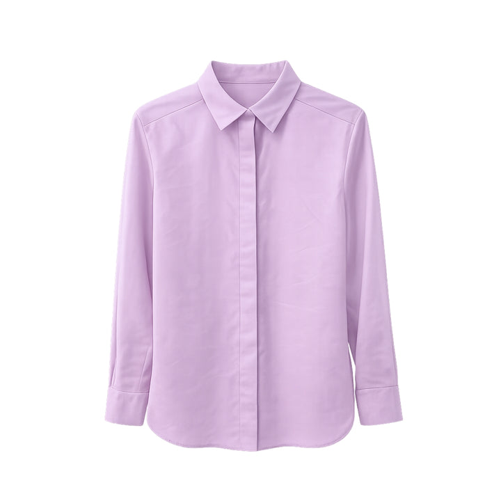 Hidden Button Blouse (Purple)