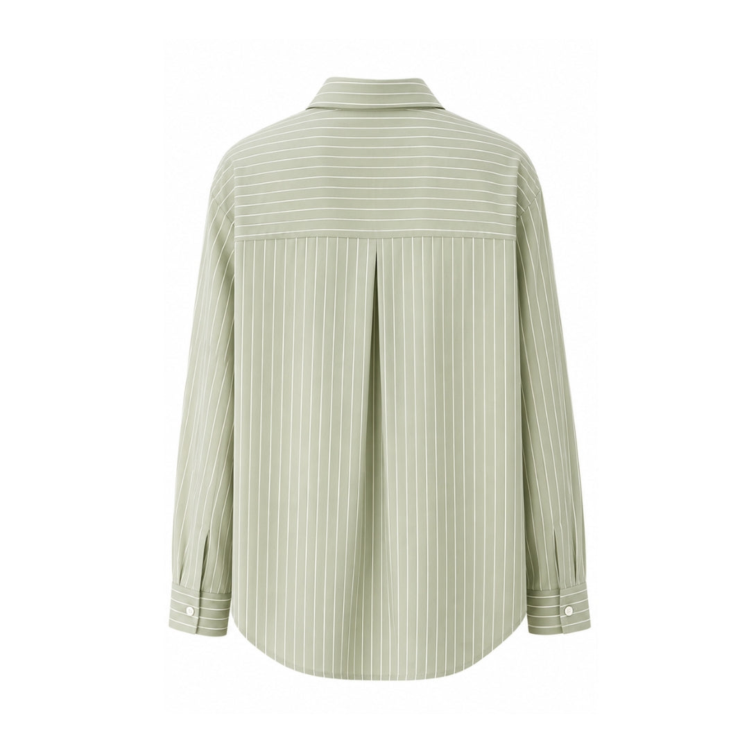 Cotton Stripe Blouse (Forest Green)