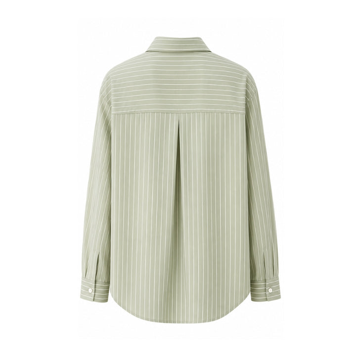 Cotton Stripe Blouse (Forest Green)