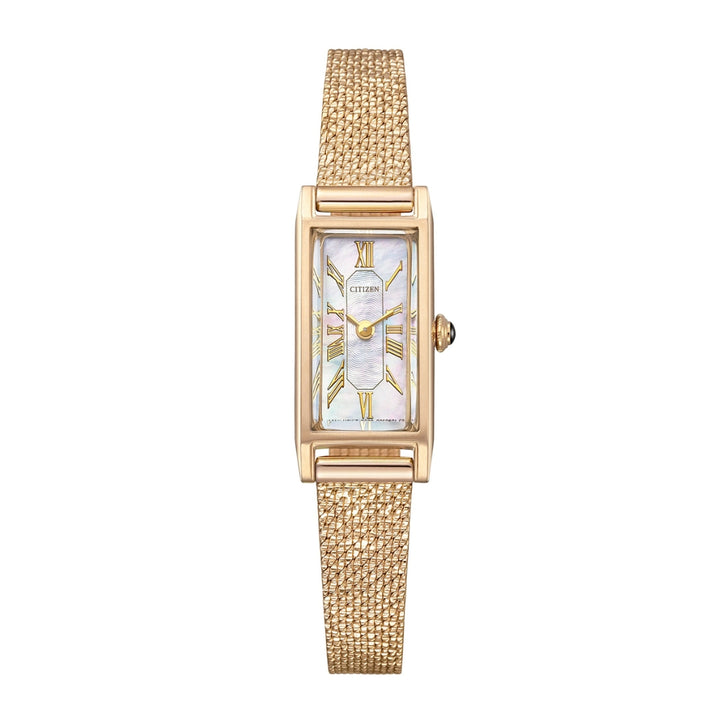 EG7043-33D Eco-Drive Solar Ladies Watch - White Butterfly Shell (Warm Gold)