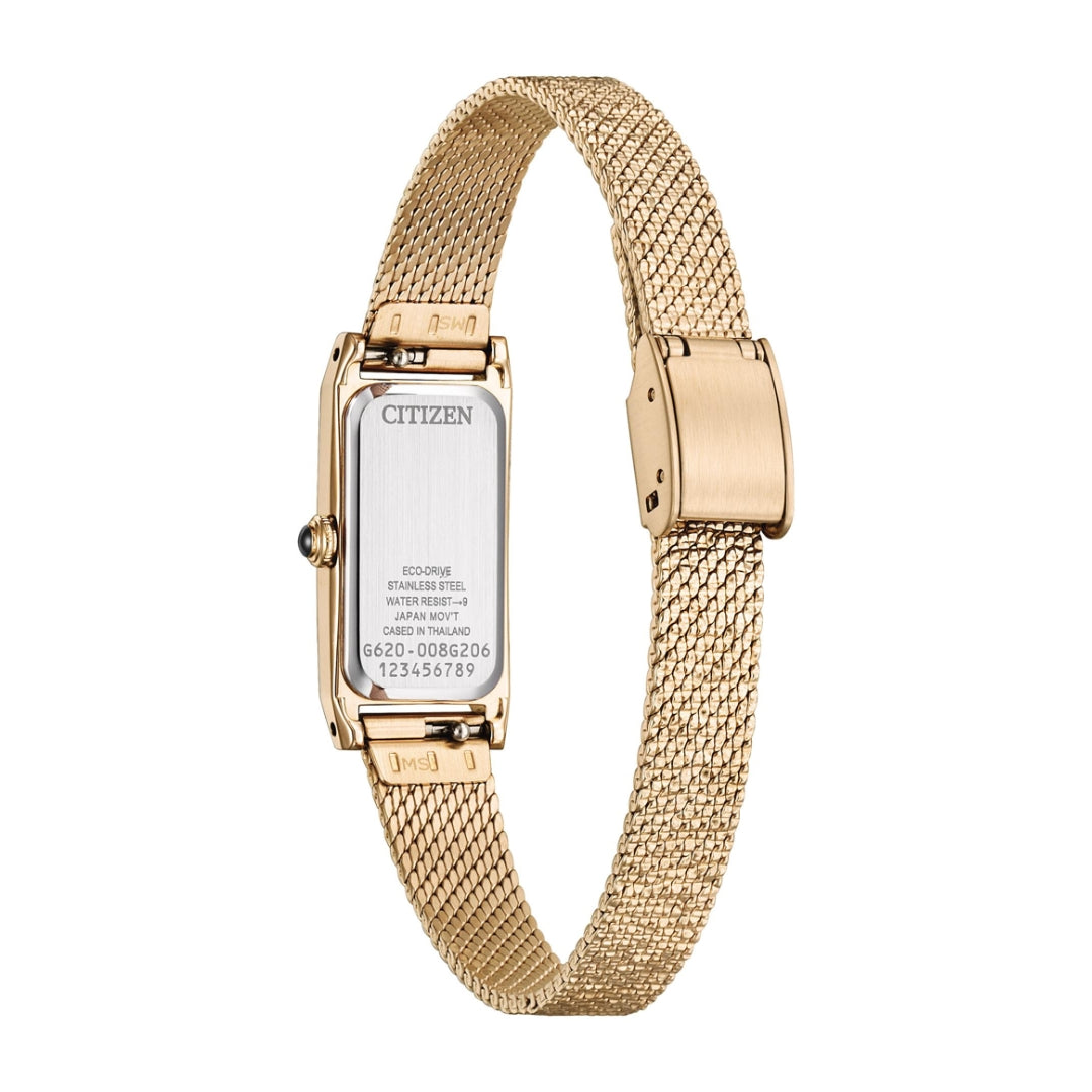 EG7043-33D Eco-Drive Solar Ladies Watch - White Butterfly Shell (Warm Gold)