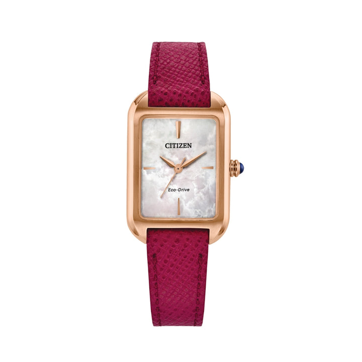 EM1193-08D Eco Drive L Square Ladies Watch - Mother of Pearl