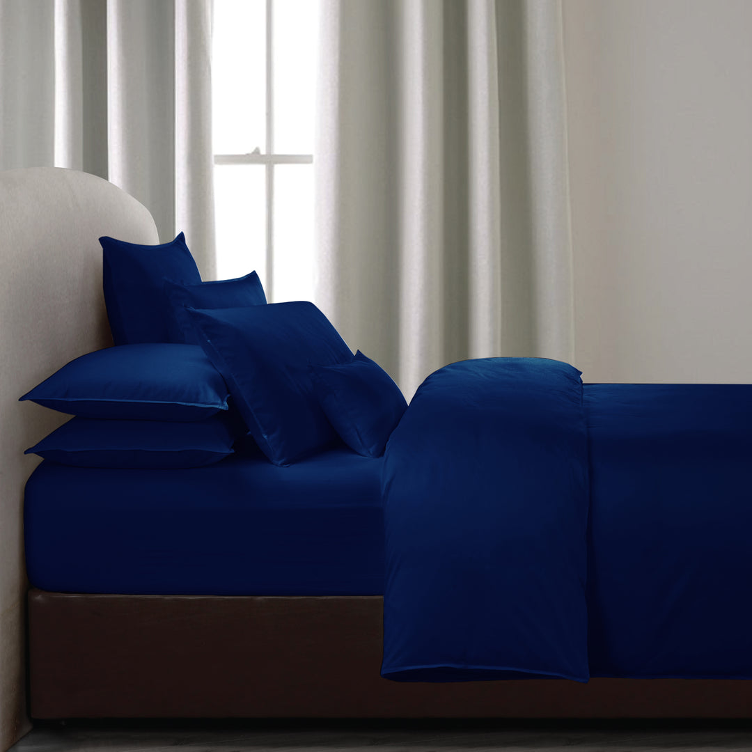 4pcs Fitted Sheet Set 1000TC (King-Navy Blue)