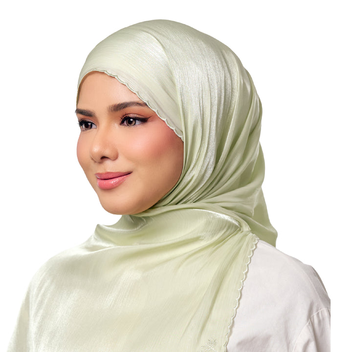 Sulam Juita Shiny Crinkle Satin Chiffon Scarf