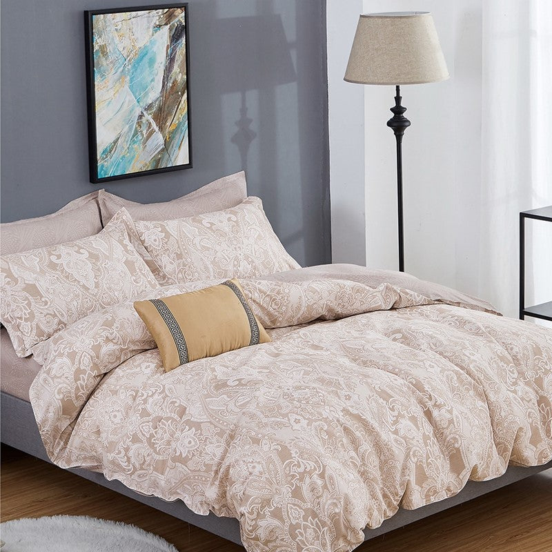 Fitted Sheet Set 1000TC (Brown with Pattern)