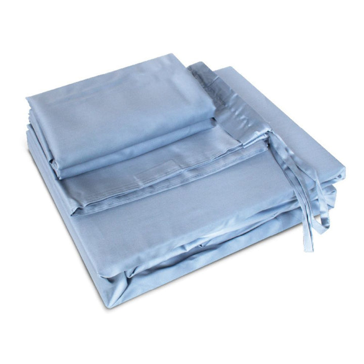 100% Long Staple Cotton Solid 1100TC Fitted Sheet Set - Indigo Blue