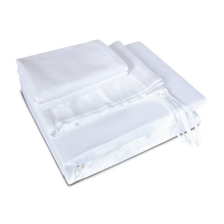 100% Long Staple Cotton Solid 1100TC Fitted Sheet Set - White
