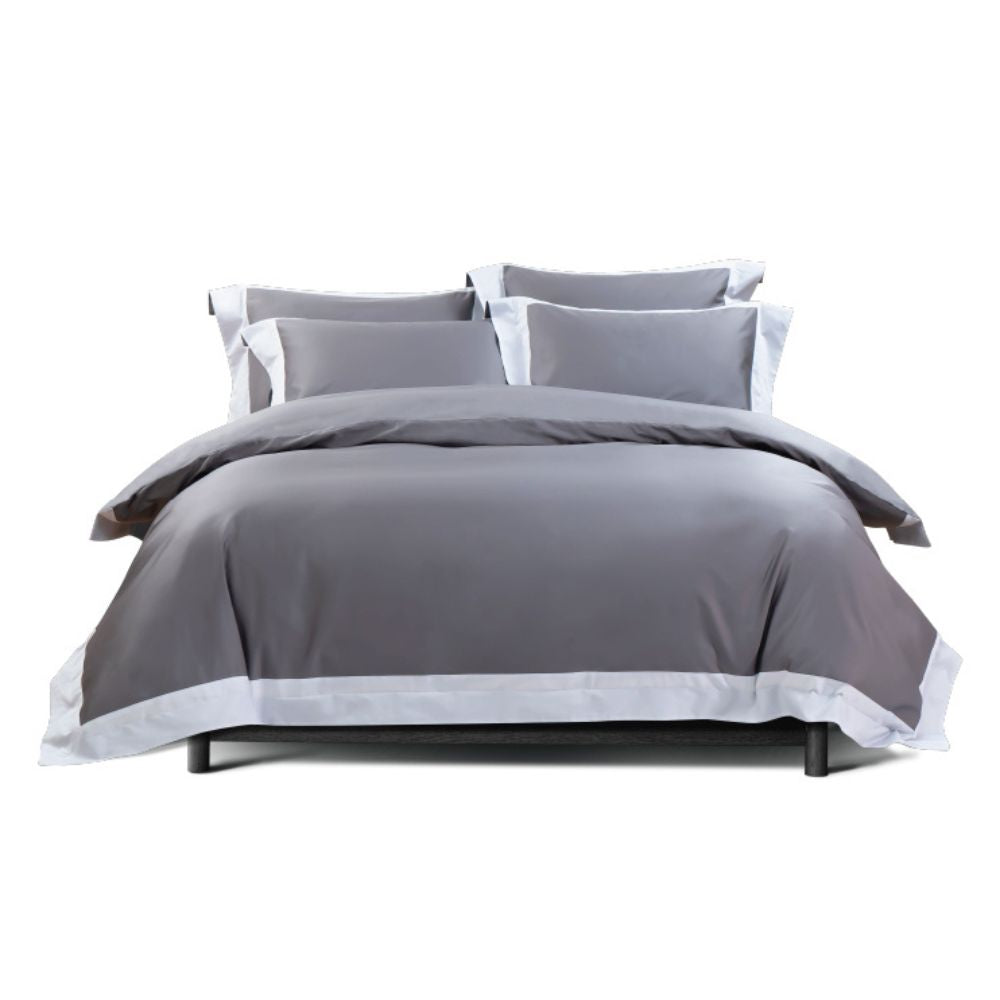 100% Long Staple Cotton Kasane 1100TC Bed Set 5pcs - Grey