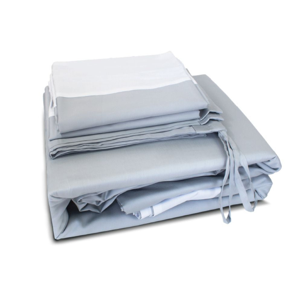 100% Long Staple Cotton Kasane 1100TC Bed Set 5pcs - Blue