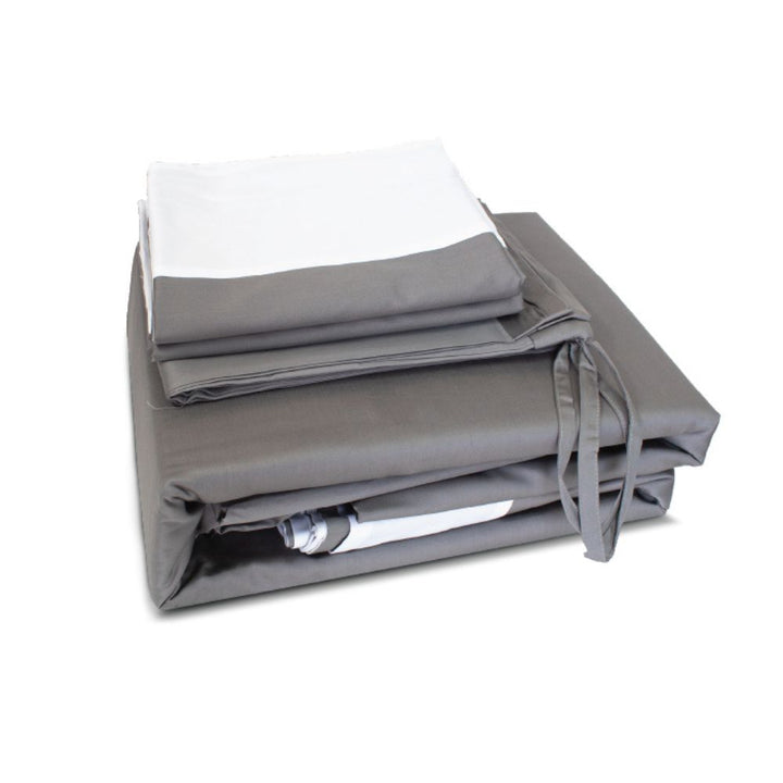 100% Long Staple Cotton Kasane 1100TC Bed Set 5pcs - Grey
