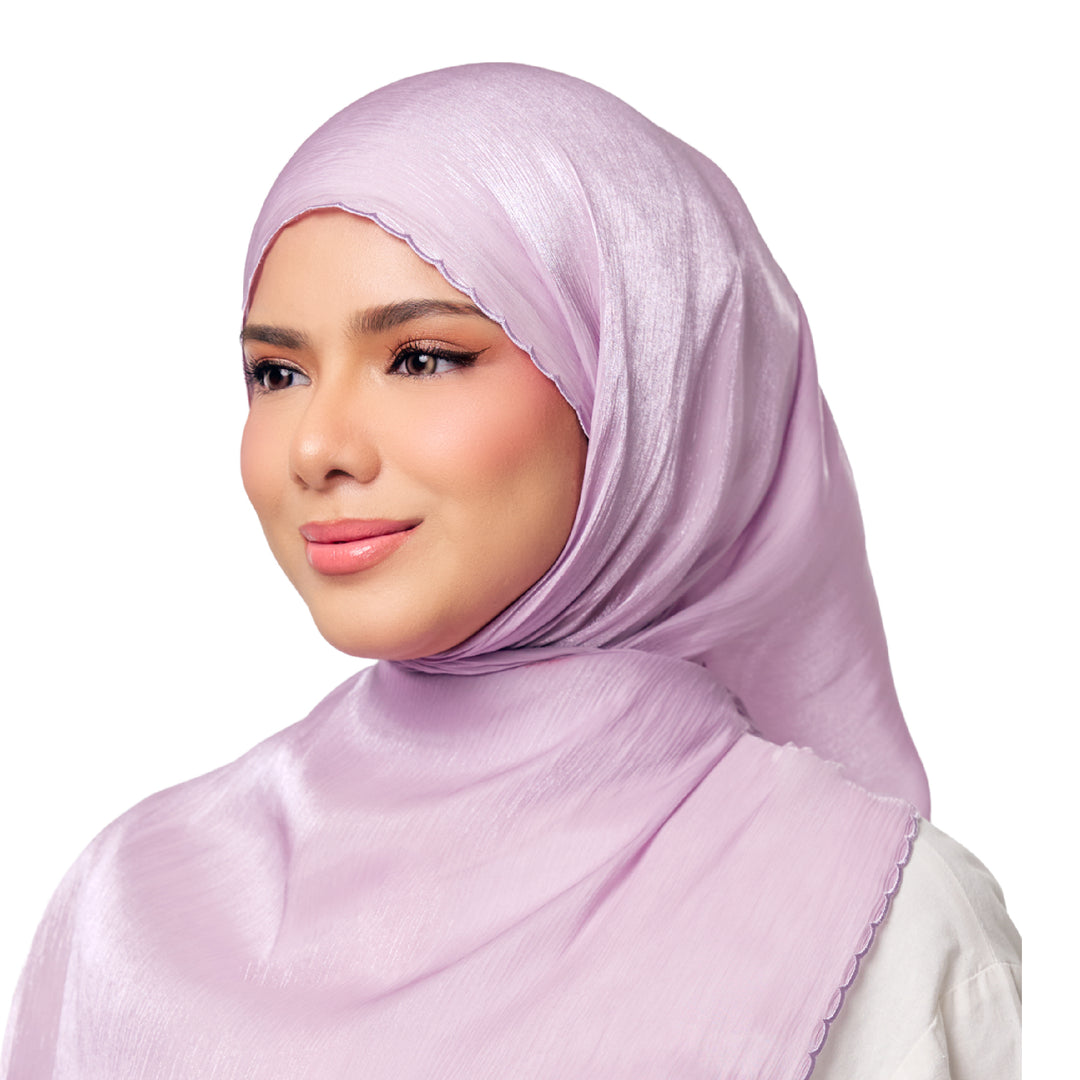 Sulam Juita Shiny Crinkle Satin Chiffon Scarf