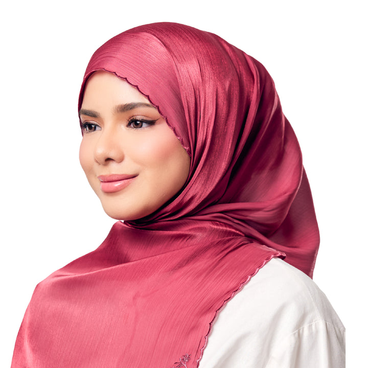 Sulam Juita Shiny Crinkle Satin Chiffon Scarf