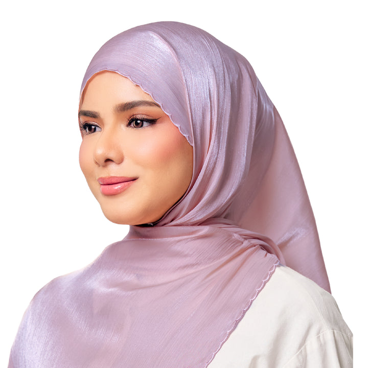 Sulam Juita Shiny Crinkle Satin Chiffon Scarf