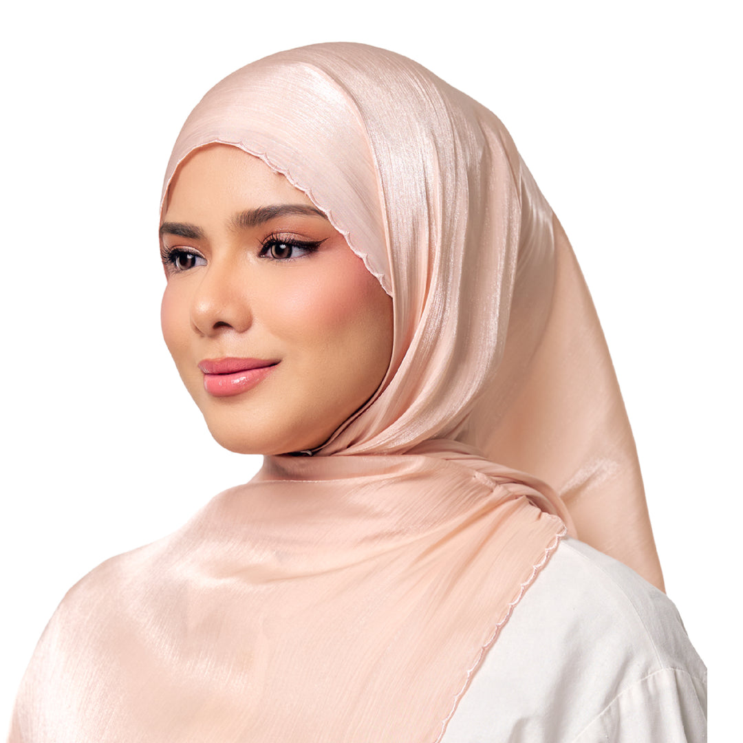 Sulam Juita Shiny Crinkle Satin Chiffon Scarf