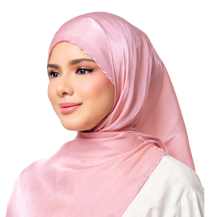 Sulam Juita Shiny Crinkle Satin Chiffon Scarf