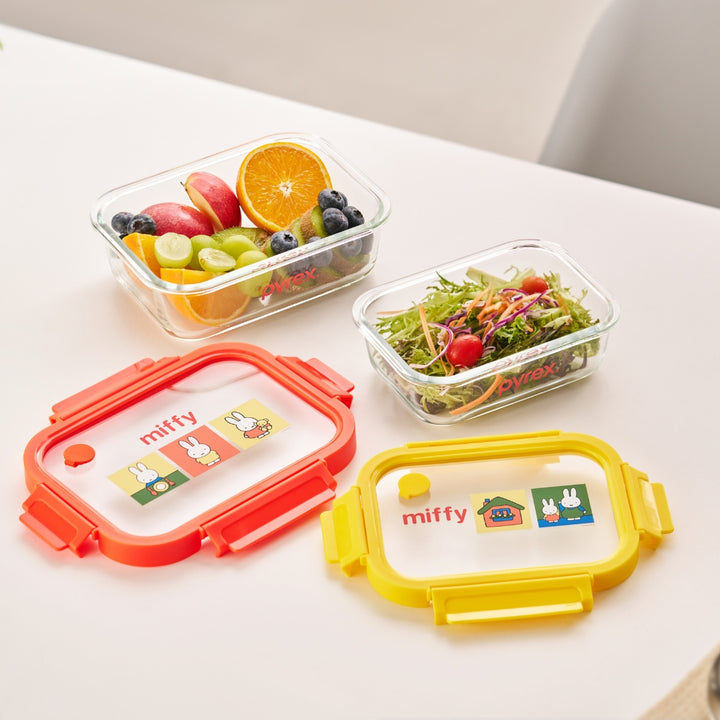 [Miffy x Corelle] Pyrex Rectangle Glass Storage 2pc Set (640ml & 1050ml)